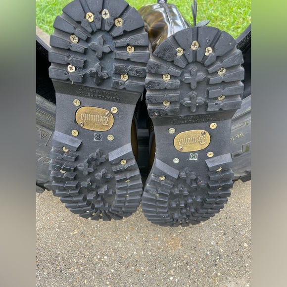 DEMONIA Steam-30 Metal Plates Bronze Leather Steel-toe Steampunk Boot Size 8 - Picture 8 of 17